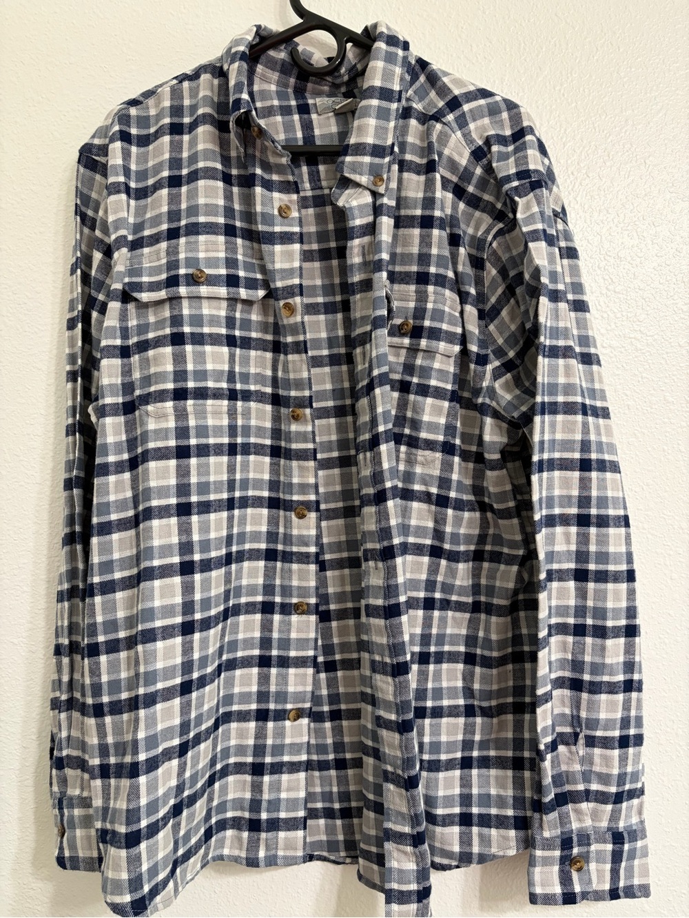 Casual Navy & White Plaid Button-Down Shirt